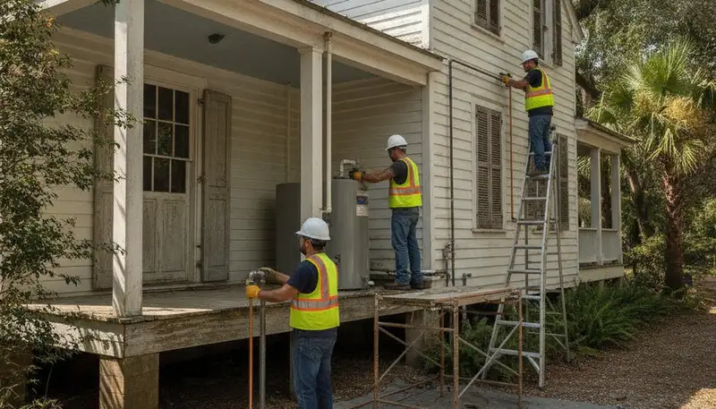 Plumber repairing a pipe in New Orleans, LA for fast plumbing repair service