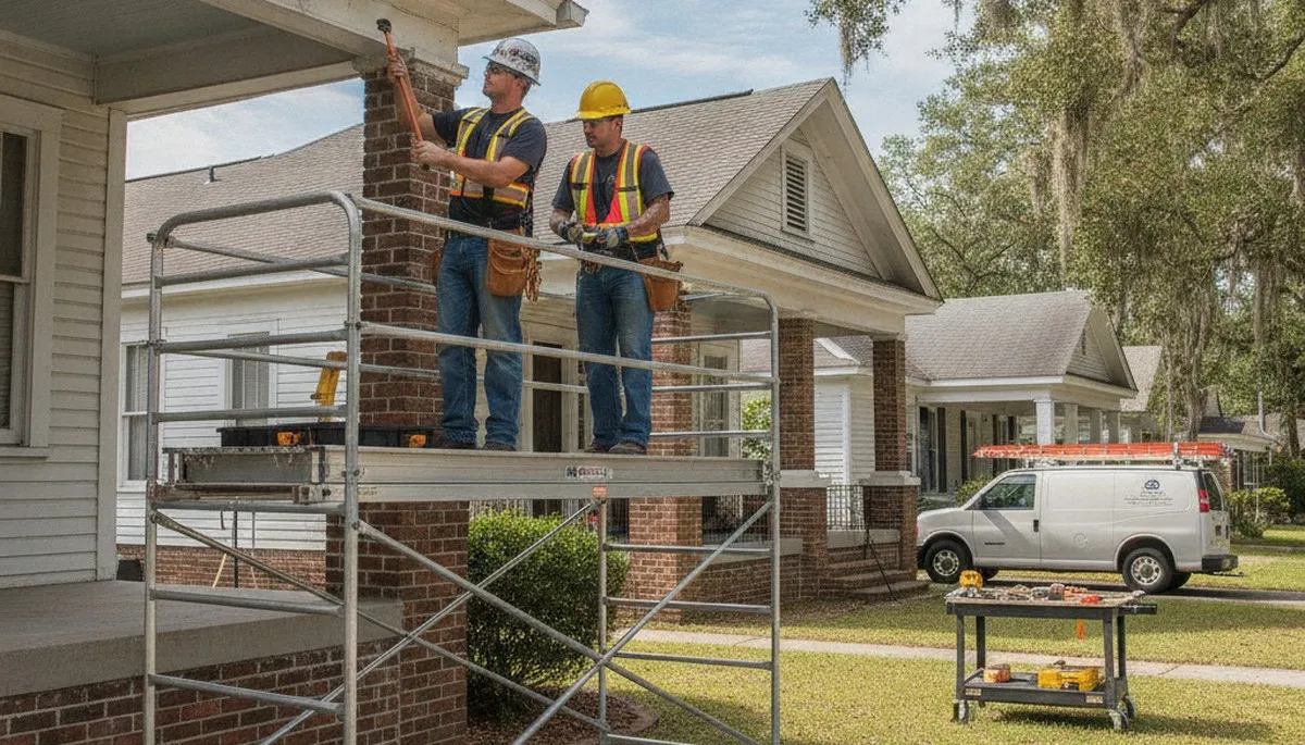 Professional plumber repairing a pipe in New Orleans, LA plumbing service truck