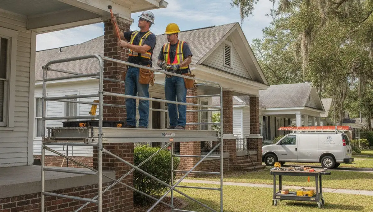 Professional plumber repairing a pipe in New Orleans, LA plumbing service truck