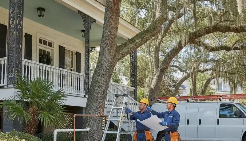Plumber repairing pipe in New Orleans, LA for plumbing repair service