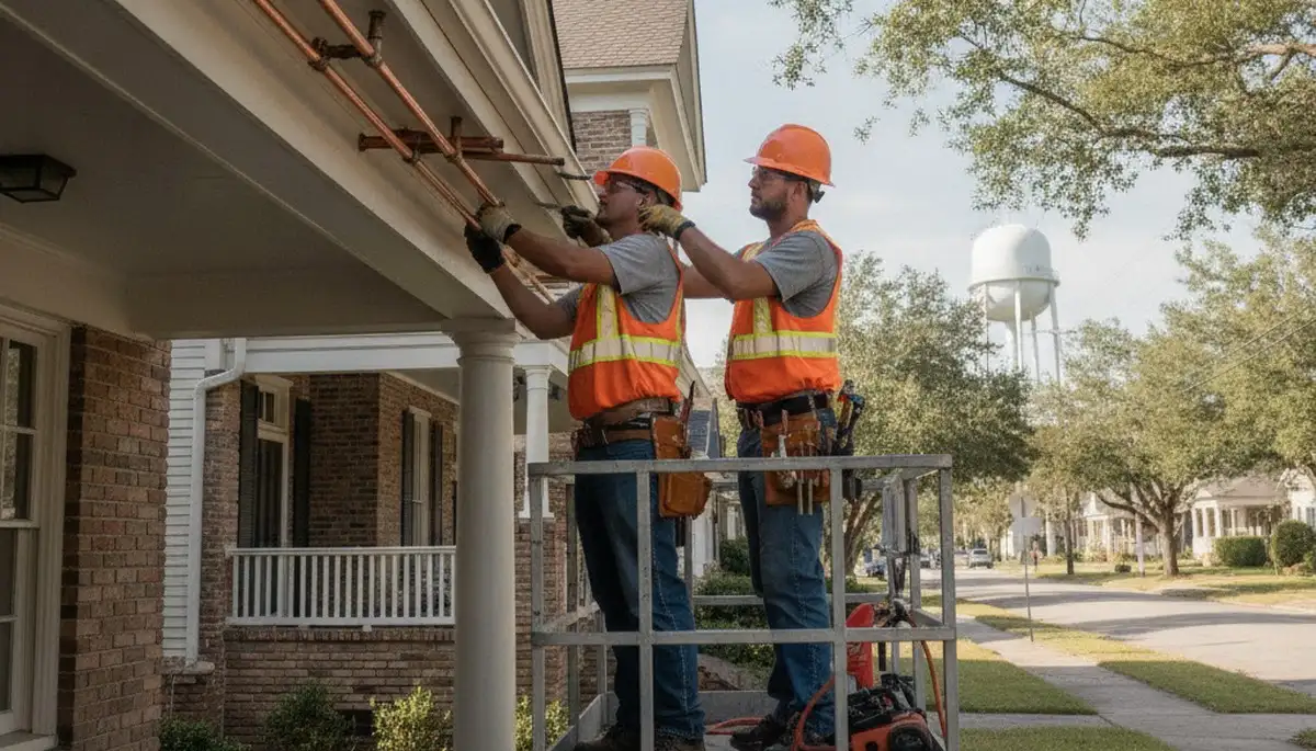 New Orleans, LA plumber repairing a residential pipe for plumbing service