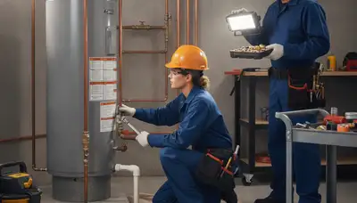 Plumber repairing pipe in New Orleans, LA home for fast plumbing service