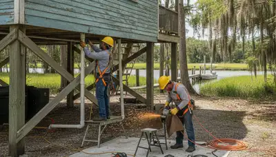 Plumber repairing a pipe in New Orleans, LA for plumbing repair service