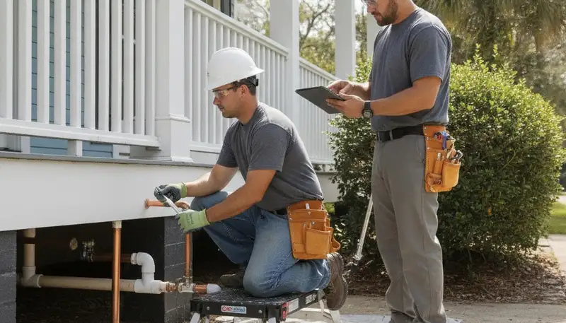 Plumber repairing a pipe in New Orleans, LA for emergency plumbing service