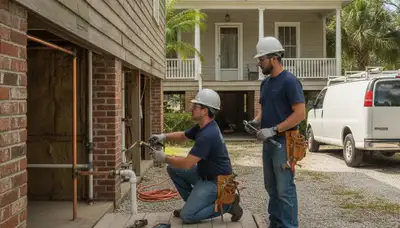 Plumber repairing a leak in New Orleans, LA for residential plumbing service