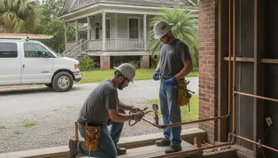 Plumber repairing a pipe in New Orleans, LA for plumbing repair service