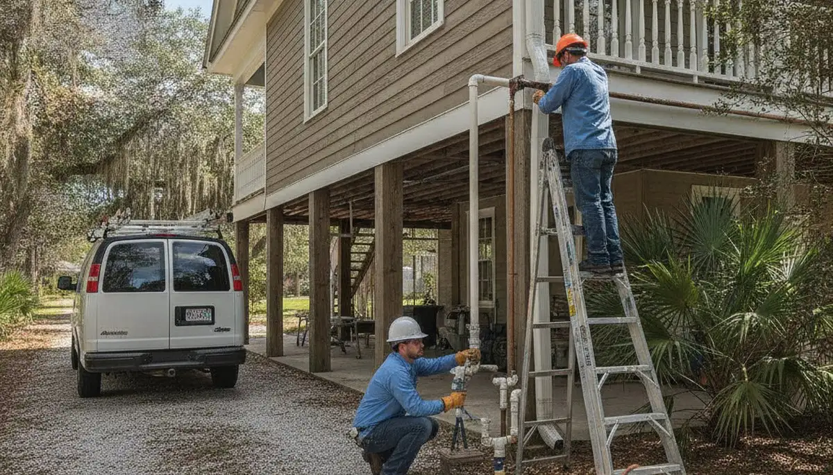 Plumber repairing a pipe in New Orleans, LA for fast plumbing repair service