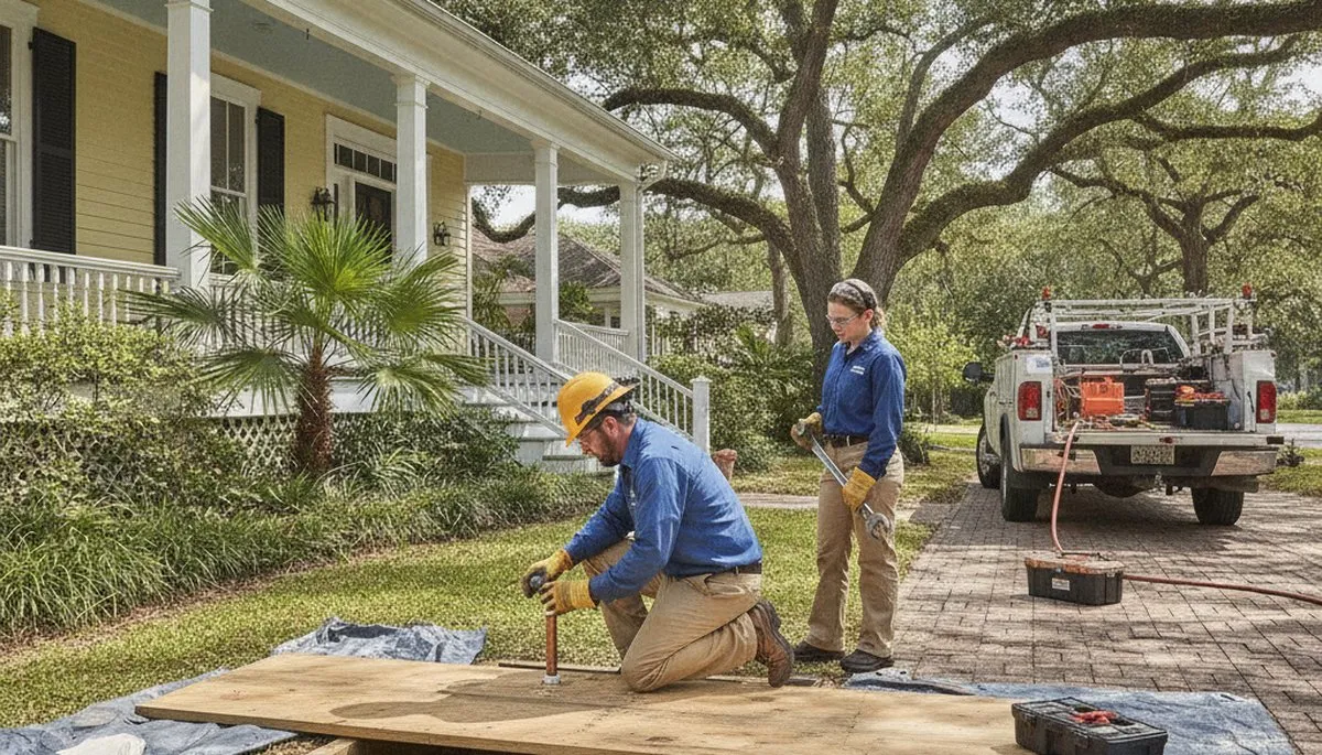 Professional plumber repairing a pipe in New Orleans, LA for plumbing repair services