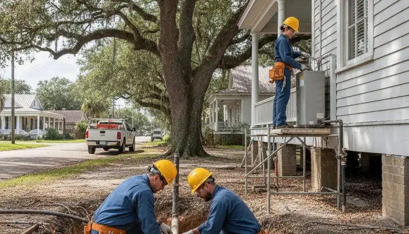 Plumber repairing pipes in New Orleans, LA for plumbing repair service