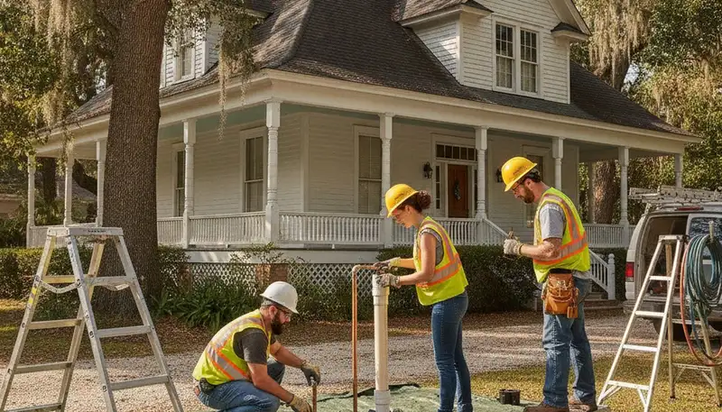 Plumber repairing a sink leak in New Orleans, LA for local plumbing service