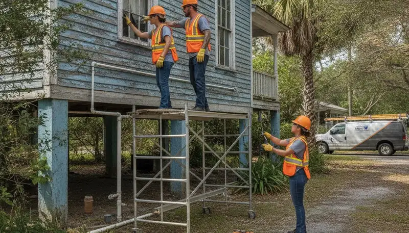 Plumber repairing a pipe in New Orleans, LA for plumbing repair service