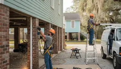 Plumber repairing a leak in New Orleans, LA for plumbing repair service