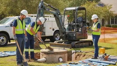 Septic repair technician servicing New Orleans, LA home plumbing system